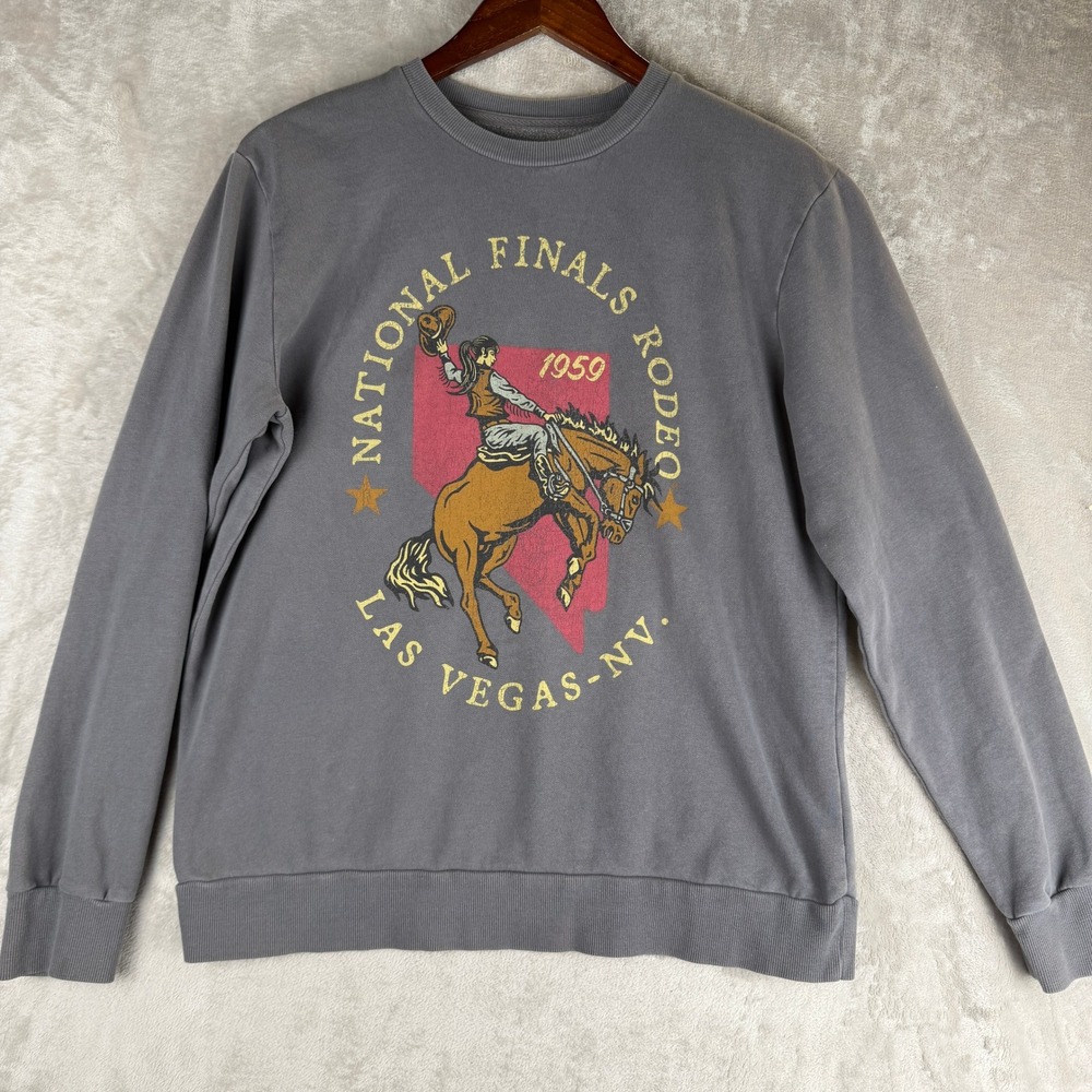 cowboy western PRORODEO National Finals Rodeo 1959 Las Vegas Gray Sweatshirt M